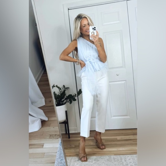 EXPRESS Light Blue Tulle One Shoulder Top Elegant NWT XS - Picture 4 of 4